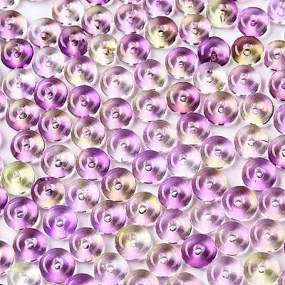 Spray Painted Transparent Glass Seed Beads SEED-T007-05G-1