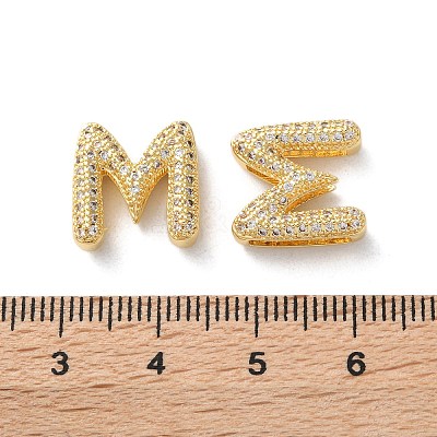 Rack Plating Brass Micro Pave Cubic Zirconia Slide Charms KK-C084-34G-M-1