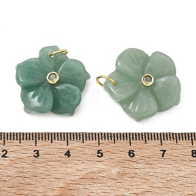 Brass & Natural Green Aventurine & Cubic Zirconia Pendants GG-CBAD360-18G-02-1