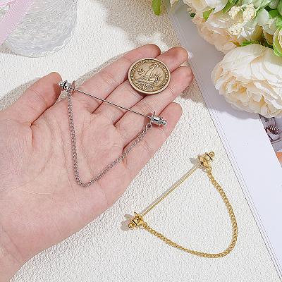 2Pcs 2 Colors Brass Tie Clip AJEW-CY0002-71-1