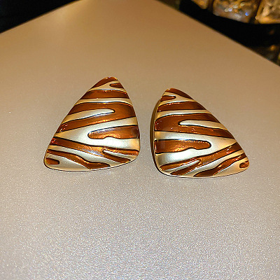 Alloy Enamel Stud Earrings EJEW-V010-01G-02-1