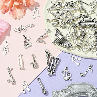 50Pcs 10 Styles Tibetan Style Zinc Alloy Pendants FIND-YW0005-12-1