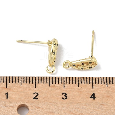 Brass Micro Pave Cubic Zirconia Stud Earring Findings KK-U075-01A-01G-1