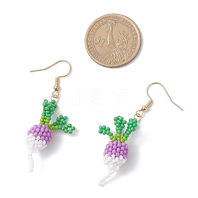 304 Stainless Steel Glass Seed Beads Carrot Dangle Earrings EJEW-MZ00579-03-1