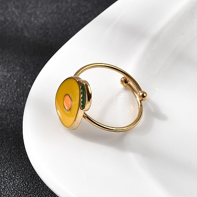 Adjustable 304 Stainless Steel Enamel Cuff Rings for Women LS-RJEW-B152-01G-03-1