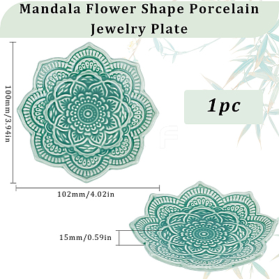 1Pc Mandala Flower Shape Porcelain Jewelry Plate DJEW-SC0001-08-1
