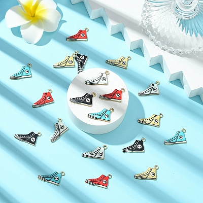 20Pcs 5 Colors Alloy Enamel Pendants ENAM-YW0004-52-1