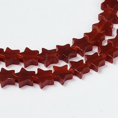 Natural Carnelian Star Bead Strands G-M201-31-10mm-1