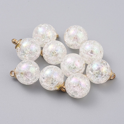 Bubblegum AB Color Transparent Crackle Acrylic  Pendants GLAA-TAC0002-D09-1