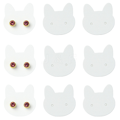 100Pcs Cat Shaped Paper Earring Display Cards EDIS-YW0001-09B-1