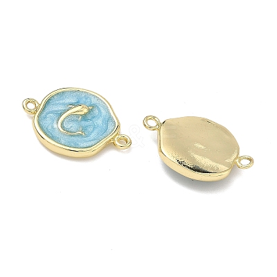 Ocean Brass Enamel Links Connector Charms KK-K417-07G-01-1