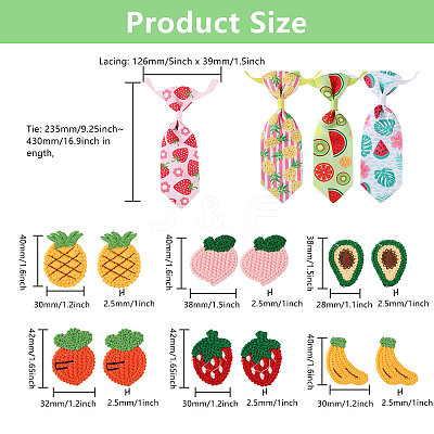 Fruit Theme Polyester Pet Ties & Crochet Appliques Sets AJEW-CA0003-85-1