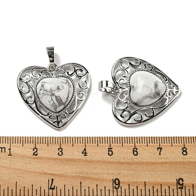 Natural Howlite Peach Love Heart Pendants G-G158-01A-1