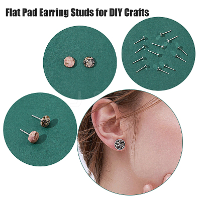 20Pcs 925 Sterling Silver Flat Round Stud Earring Findings STER-DC0001-28-1