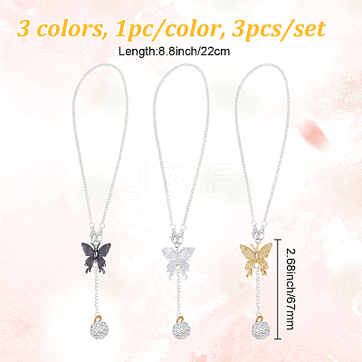 Brass Micro Pave Cubic Zirconia Butterfly Pendant Decorations HJEW-DR00024-1