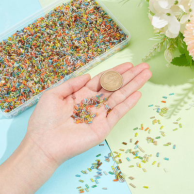 5400pcs 12 Colors Plated Glass Bugle Beads SEED-PH0002-32-1