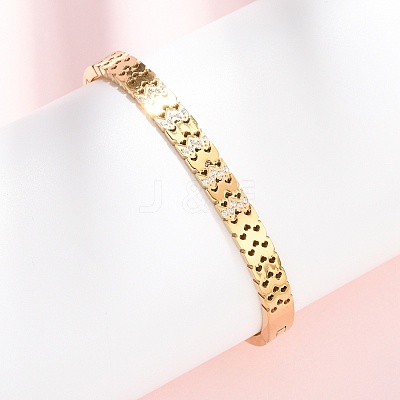 304 Stainless Steel Micro Pave Cubic Zirconia Hinged Bangles for Women BJEW-Z146-02G-1