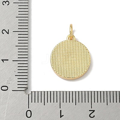 Brass Pave Natural Shell Flat Round with Letter Charms KK-Z115-13G-G-1