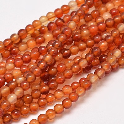 Round Natural Red Agate Bead Strands X-G-M257-4mm-26-1