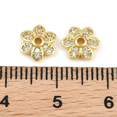 Brass Micro Pave Clear Cubic Zirconia Bead Caps CU-CBA6A75-30G-1