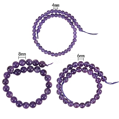 3 Strands 3 Styles Natural Amethyst Beads Strands G-SZ0001-14-1