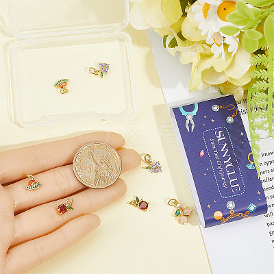 10Pcs 5 Styles Brass Micro Pave Cubic Zirconia Pendants KK-SC0007-51-1