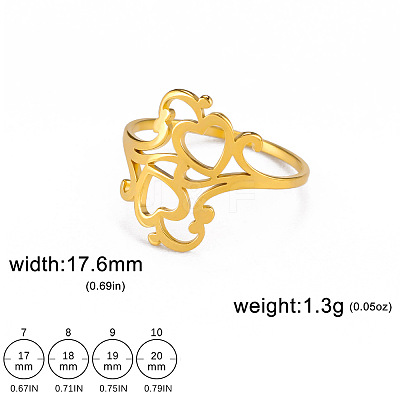 Hollow Out Heart 304 Stainless Steel Finger Rings FS-WGC4FA2-07-1
