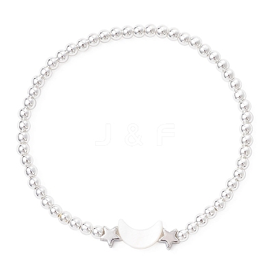 Electroplate Non-magnetic Synthetic Hematite Round Beads Stretch Bracelets BJEW-JB12584-02-1