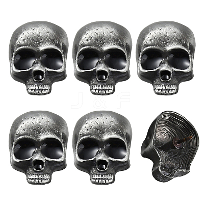 6Pcs Skull Alloy Lapel Pin Backs for Backpack Clothes JEWB-PH0001-37-1