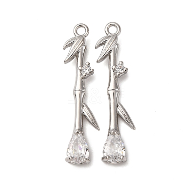 Brass Micro Pave Clear Cubic Zirconia Pendants KK-Z112-27P-1