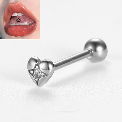 316L Surgical Stainless Steel Micro Pave Clear Cubic Zirconia Tongue Rings FS-WG6EDE0-03-1