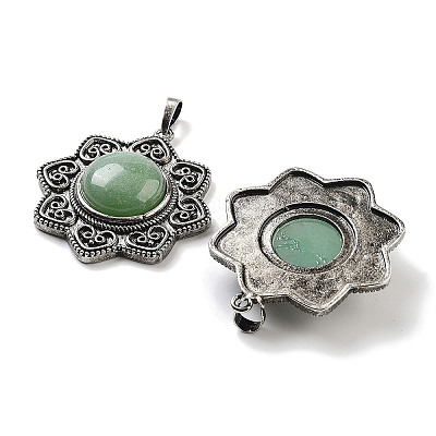 Natural Green Aventurine & Brass Pendants G-K338-09AS-02-1