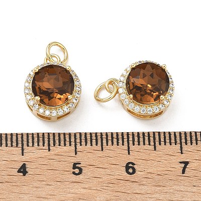 Brass Micro Pave Cubic Zirconia Pendants KK-C252-02G-G-1