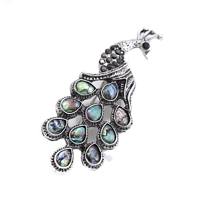 Personality Peacock Abalone Shell Brooch PW-WG0977F-01-1
