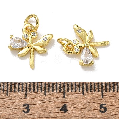 Brass Micro Pave Clear Cubic Zirconia with Glass Charms CU-CBA6E4E-16G-1