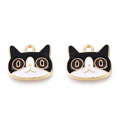 Light Gold Plated Alloy Kitten Pendants ENAM-T009-41C-1
