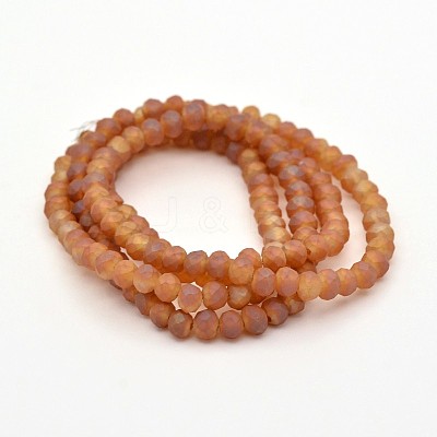 Full Rainbow Plated Faceted Rondelle Glass Beads Strands EGLA-J054-4x3mm-FR03-1