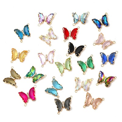 Brass Pave Faceted Glass Connector Charms FIND-Z020-04A-1