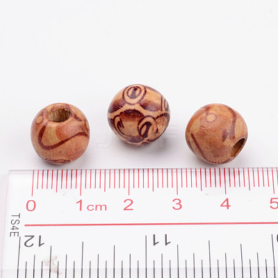 Round Printed Wood Beads X-WOOD-R243-13mm-M2-1