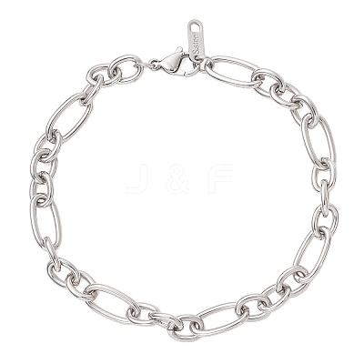 304 Stainless Steel Figaro Chain Bracelets for Women Men BJEW-JB13433-1