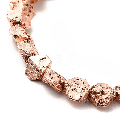 Electroplated Natural Lava Rock Beads Strands G-G984-13RG-1