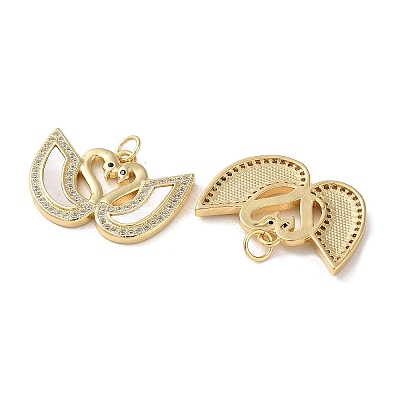 Brass Micro Pave Clear Cubic Zirconia Pendants KK-B083-33G-G-1