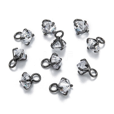 Brass Clear Cubic Zirconia Charms ZIRC-G170-12B-1