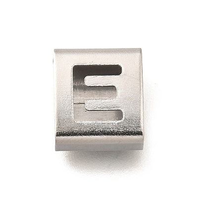 Letter Style 304 Stainless Steel Square Slide Charms STAS-L132-25E-1