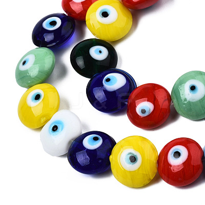 Handmade Evil Eye Lampwork Beads Strands LAMP-N029-009A-1
