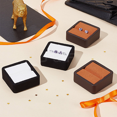 Square Imitation Leather with Fibre Cloth Loose Diamond Jewelry Display Case ODIS-WH0038-23A-1