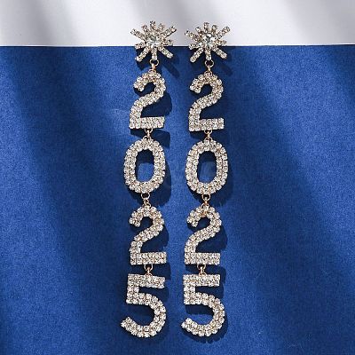 Brass Rhinestone Stud Earrings LS-EJEW-Q012-02G-1