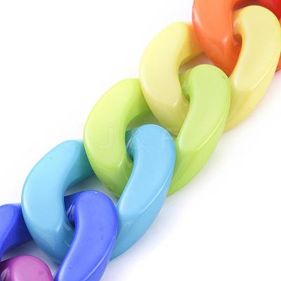 Handmade Opaque Acrylic Curb Chains AJEW-JB00573-1