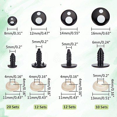 54 sets 4 Style Plastic Doll Eyes FIND-PH0018-05-1