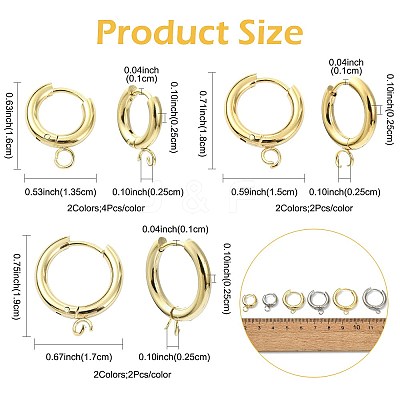 16Pcs 201 Stainless Steel Huggie Hoop Earring Findings STAS-FS0002-27B-1